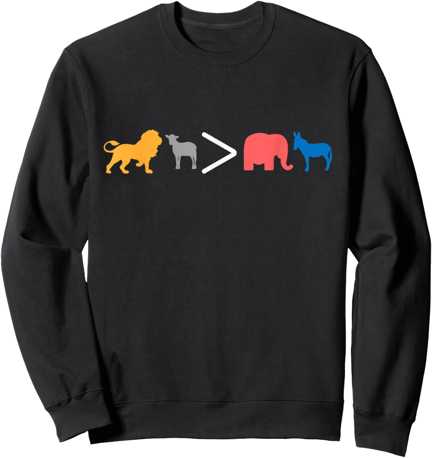 Christian Lion Lamb greater than Republican and Democrat Sweatshirt - Sweatshirt | Black