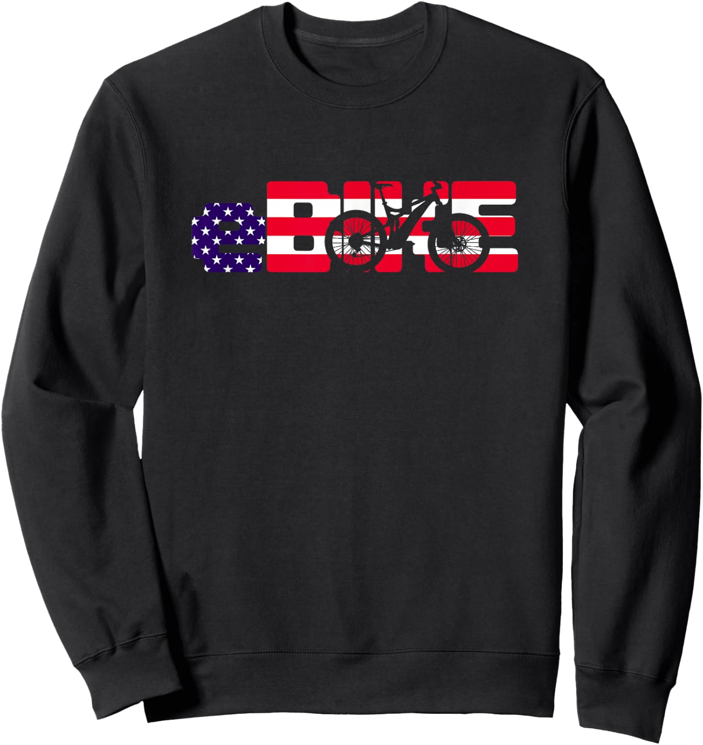Ebike American Flag Design E-Bike USA Sweatshirt - Sweatshirt | Black