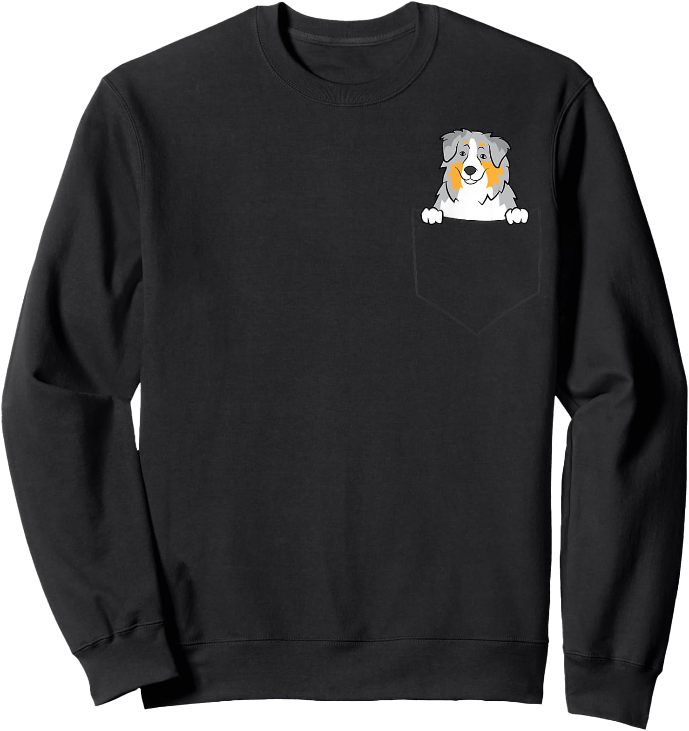Funny Australian Shepherd Gifts Australian Shepherd In a Pocket Cute Pocket Aussie -Adults, -Kids Sweatshirt - Sweatshirt | Black