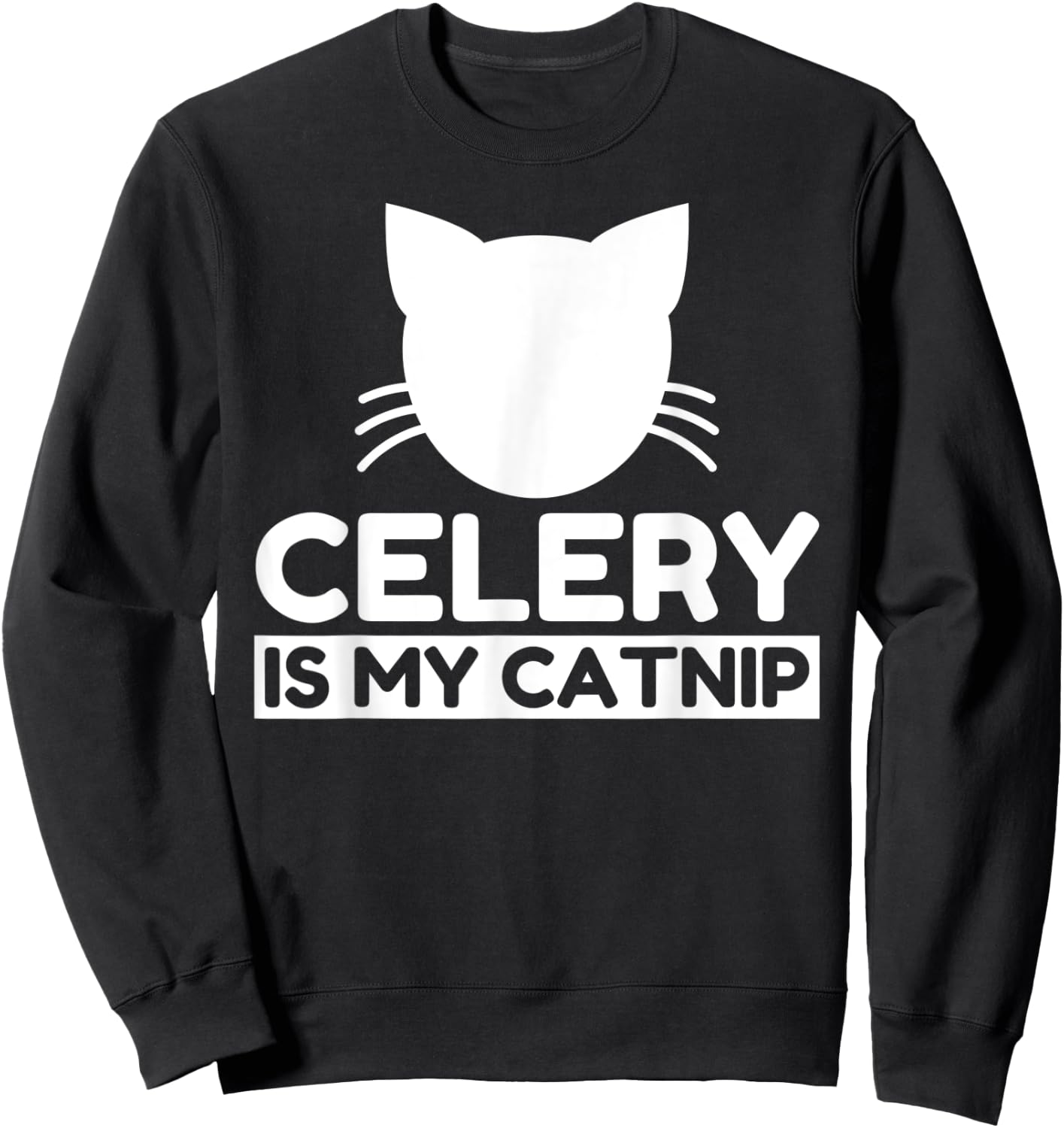 Celery Lover Funny Cute Cat Gifts Men Women Kids Sweatshirt - Sweatshirt | Black