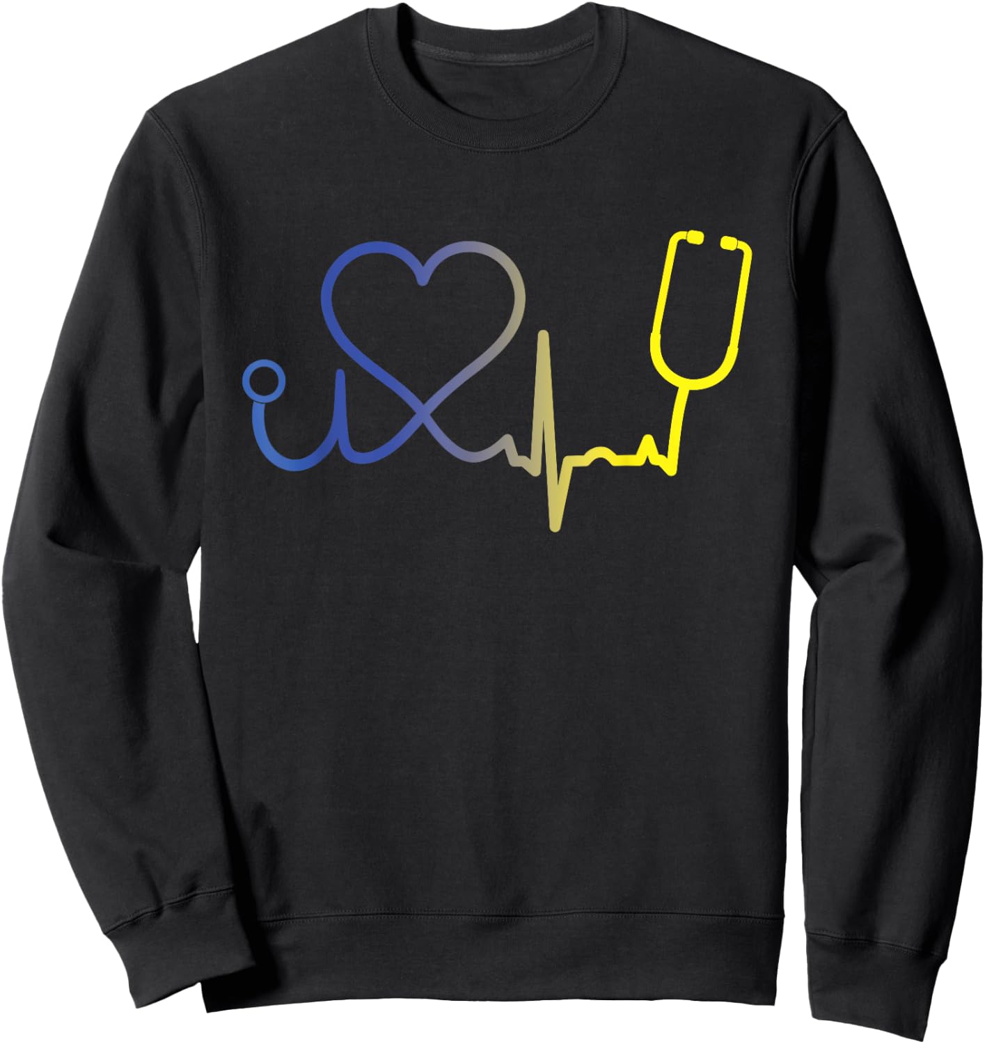 Heartbeat Down Syndrome Awareness Nurse Heart Sweatshirt - Sweatshirt | Black