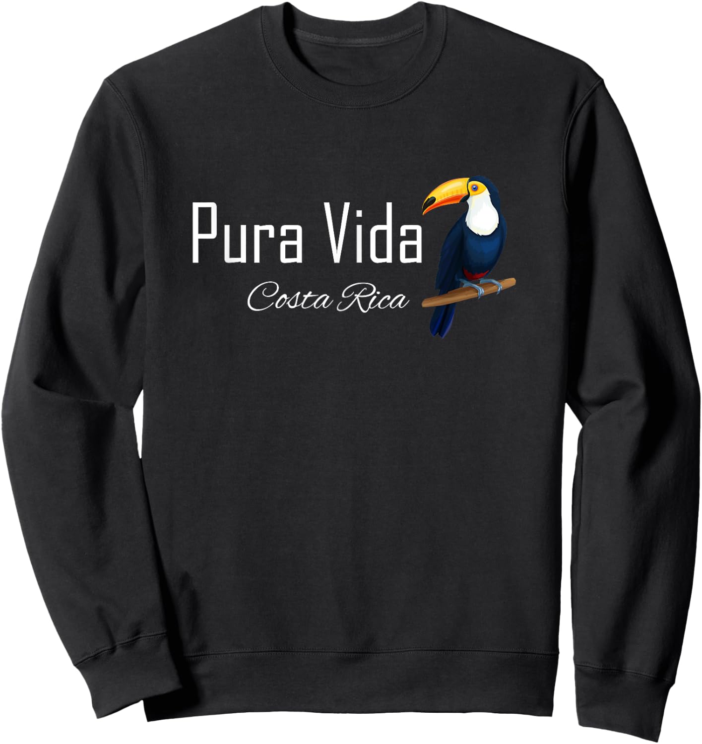 Pura Vida Costa Rica with Tropical Toucan Bird Pura Vida Sweatshirt - Sweatshirt | Black