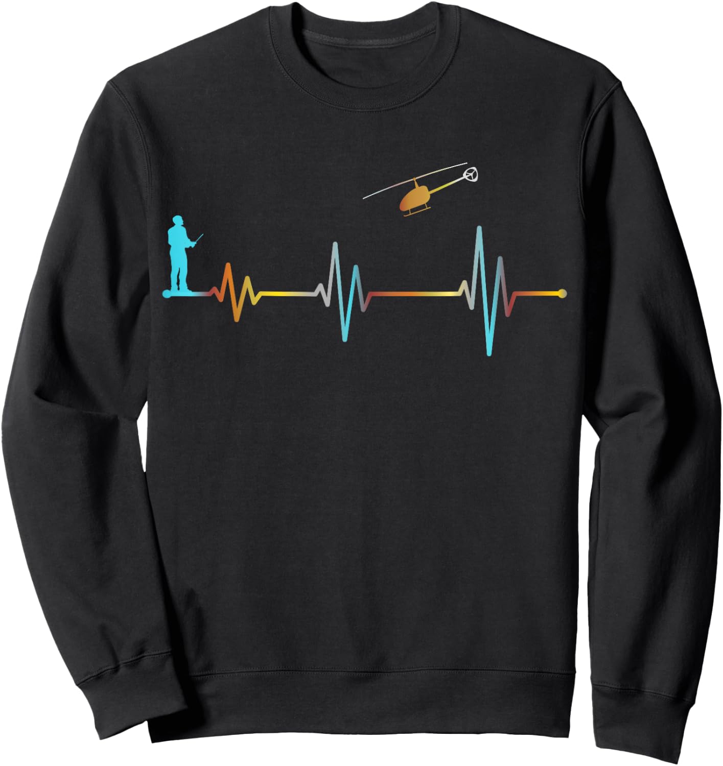 Heartbeat RC Helicopter Heartbeat Helicopter Retro Vintage Sweatshirt - Sweatshirt | Black