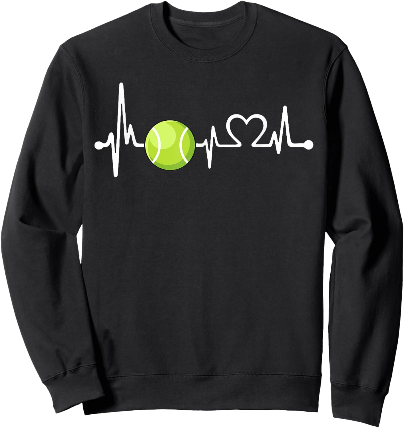 Funny Tennis Coach & Player Gift | Love Tennis Heartbeat Sweatshirt - Sweatshirt | Black