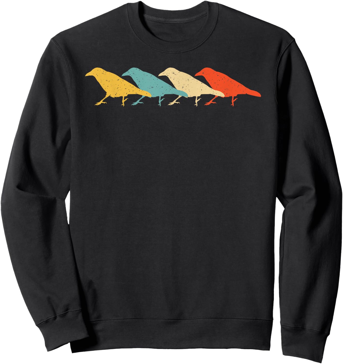 Crow Vintage Retro Raven Bird Lover 60s 70s Gift Sweatshirt - Sweatshirt | Black