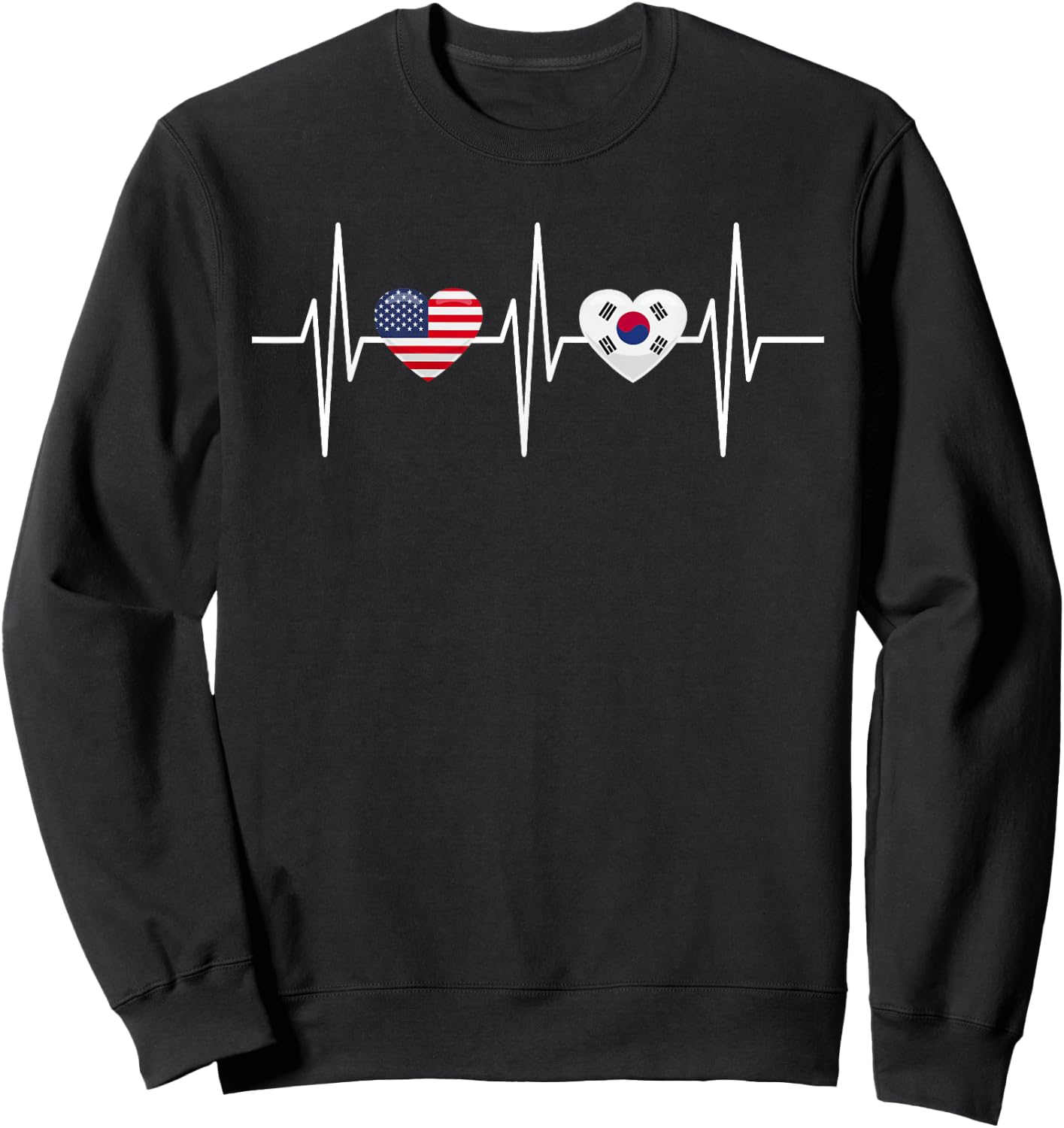 USA South Korea Shirt America Republic of Korea Heart Flag Sweatshirt - Sweatshirt | Black
