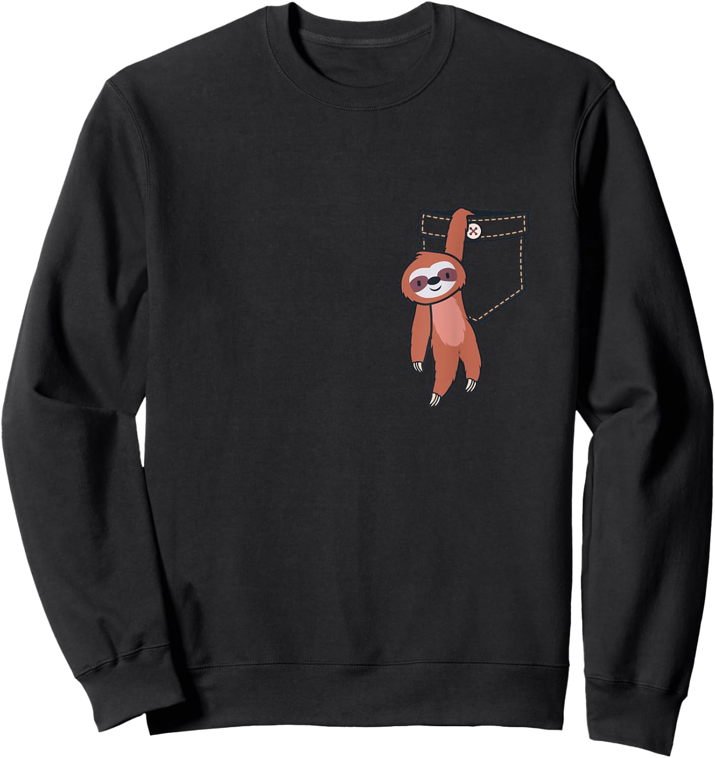 Sloth Shirt Women & Cute Sloth Lover Gifts Kids Sloth in Pocket Black Small Classic Fit Cotton, Polyester Short Sleeve Christmas Sloth Gift Sweatshirt - Sweatshirt | Black