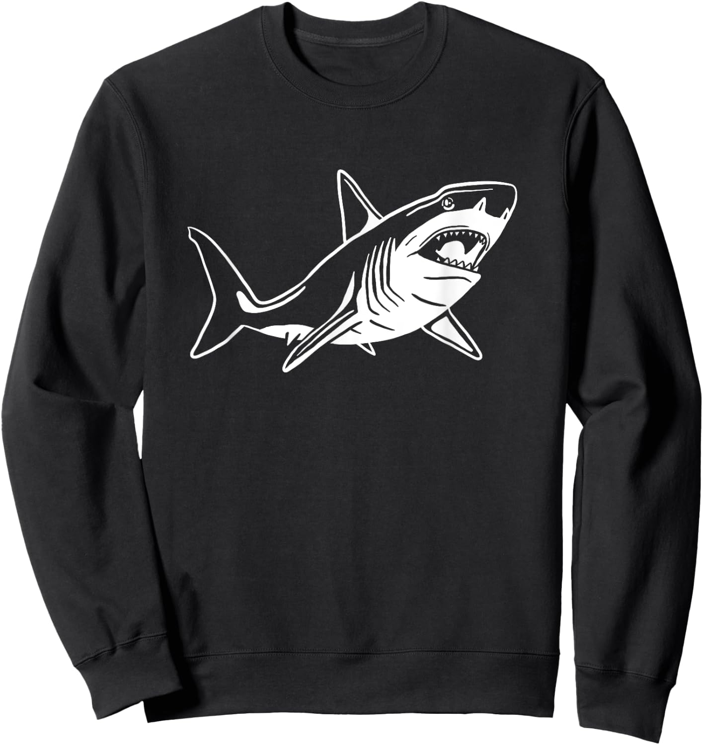 Shark Doodle Drawing / Shark Lover and Oceanic Life Fan Sweatshirt - Sweatshirt | Black