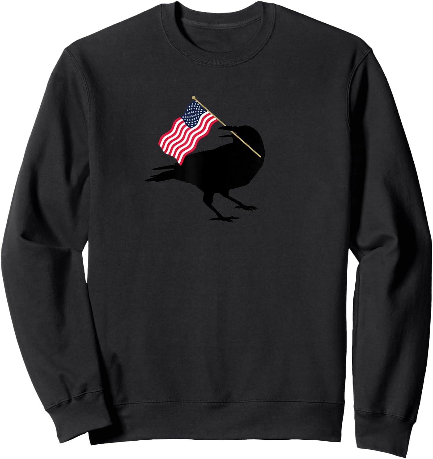 Patriotic Blackbird Crow with American Flag for Bird Lovers Sweatshirt - Sweatshirt | Black