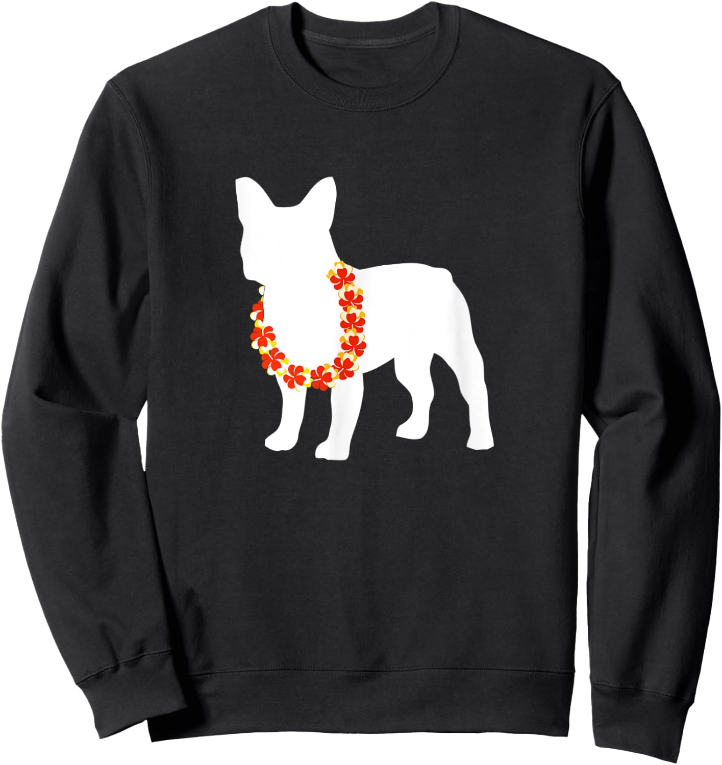 Frenchie French Bulldog Aloha Hawaiian Lei Dog Men Women Kids Sweatshirt - Sweatshirt | Black