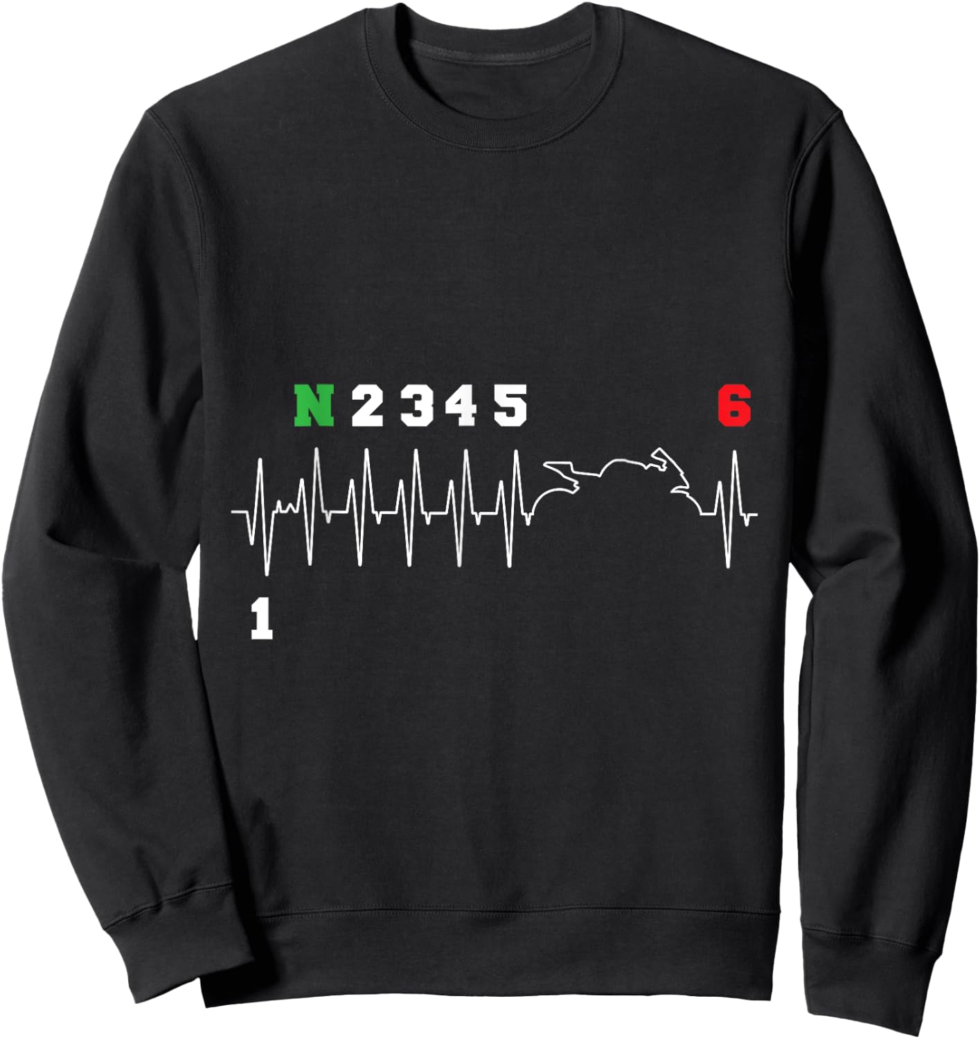 Motorcyclist Heartbeat ECG Motorcycle Bike Gearshift Biker Sweatshirt - Sweatshirt | Black