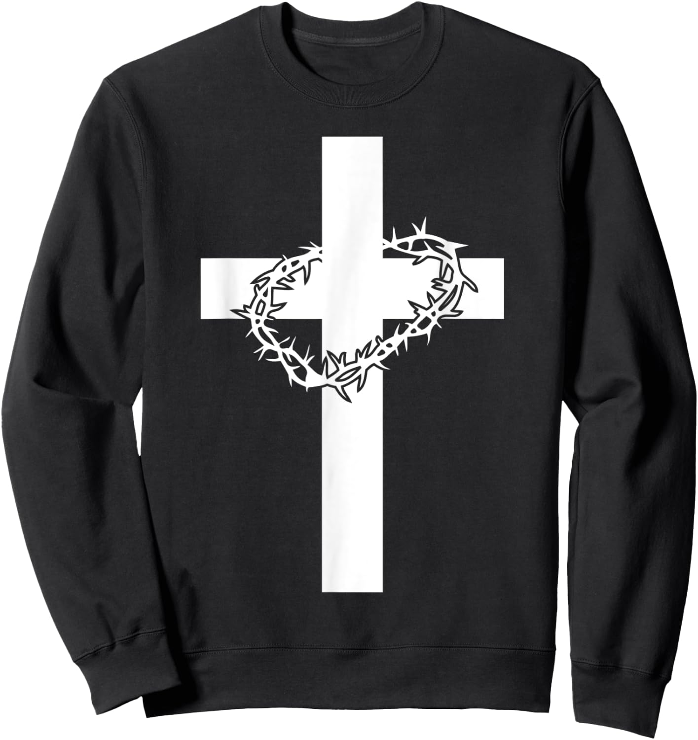 Cross Crown Of Thorns Jesus Christ Martyr Christianity Sweatshirt - Sweatshirt | Black