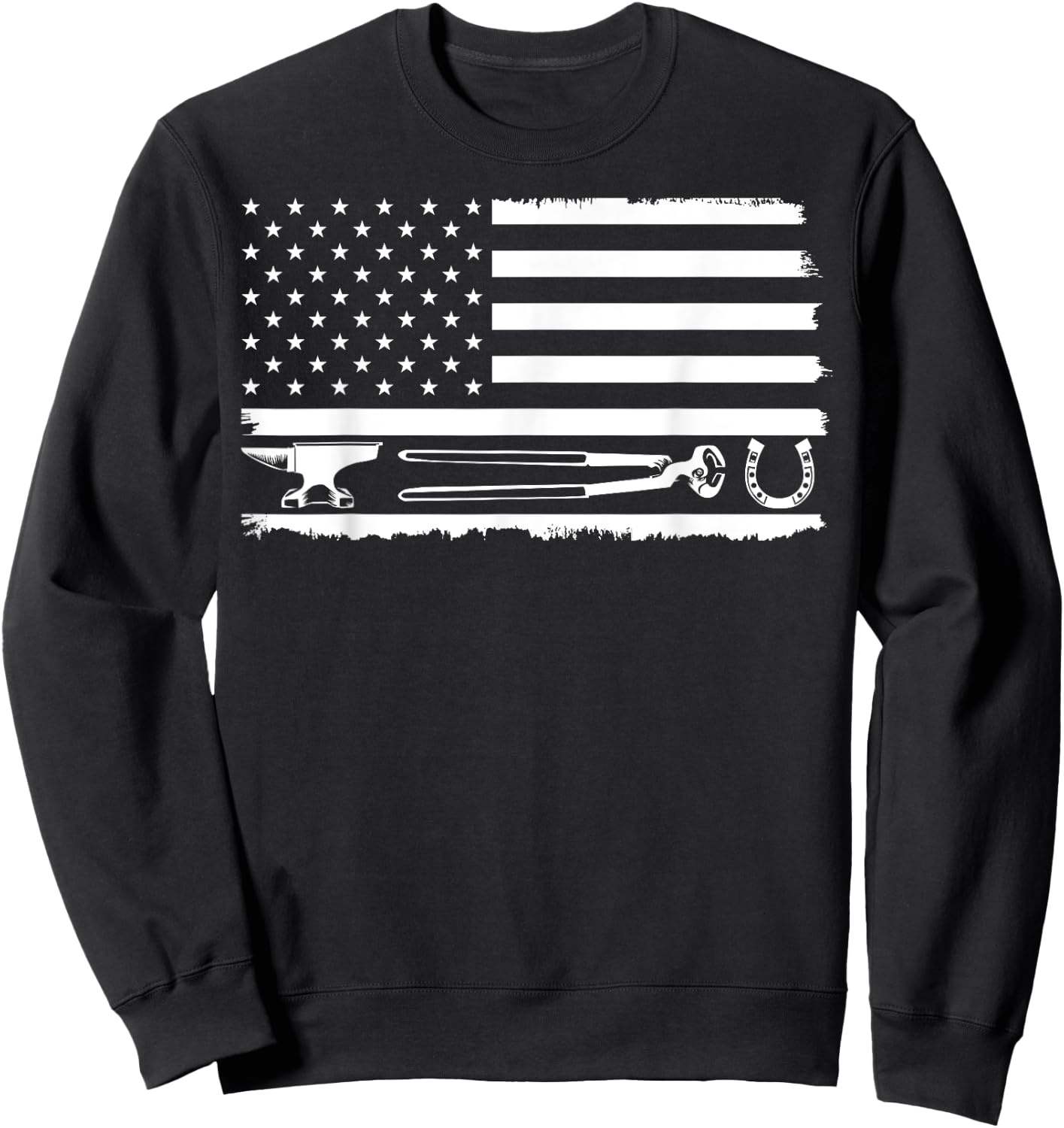 Funny Farrier Gift Cool Farrier Tools American Flag Sweatshirt - Sweatshirt | Black