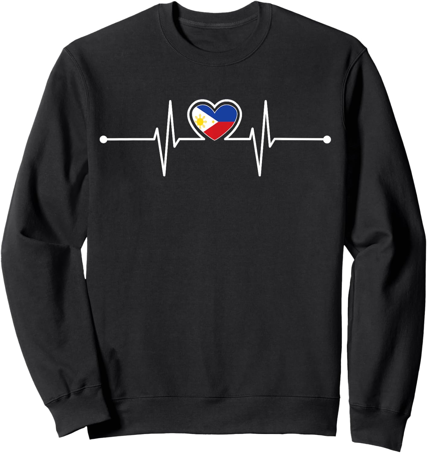 Philippines Heartbeat Philippine Flag Design Pinoy Pride Sweatshirt - Sweatshirt | Black