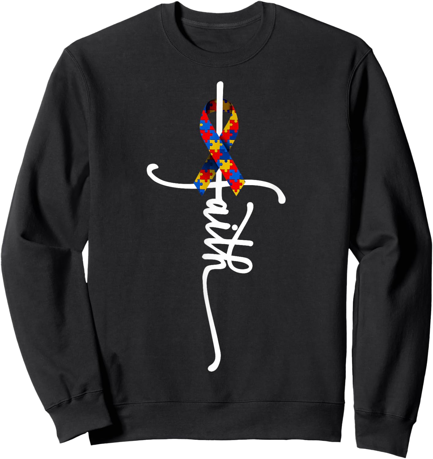 Autism Faith Cross Autism Autistic Gifts Autism Awareness Sweatshirt - Sweatshirt | Black