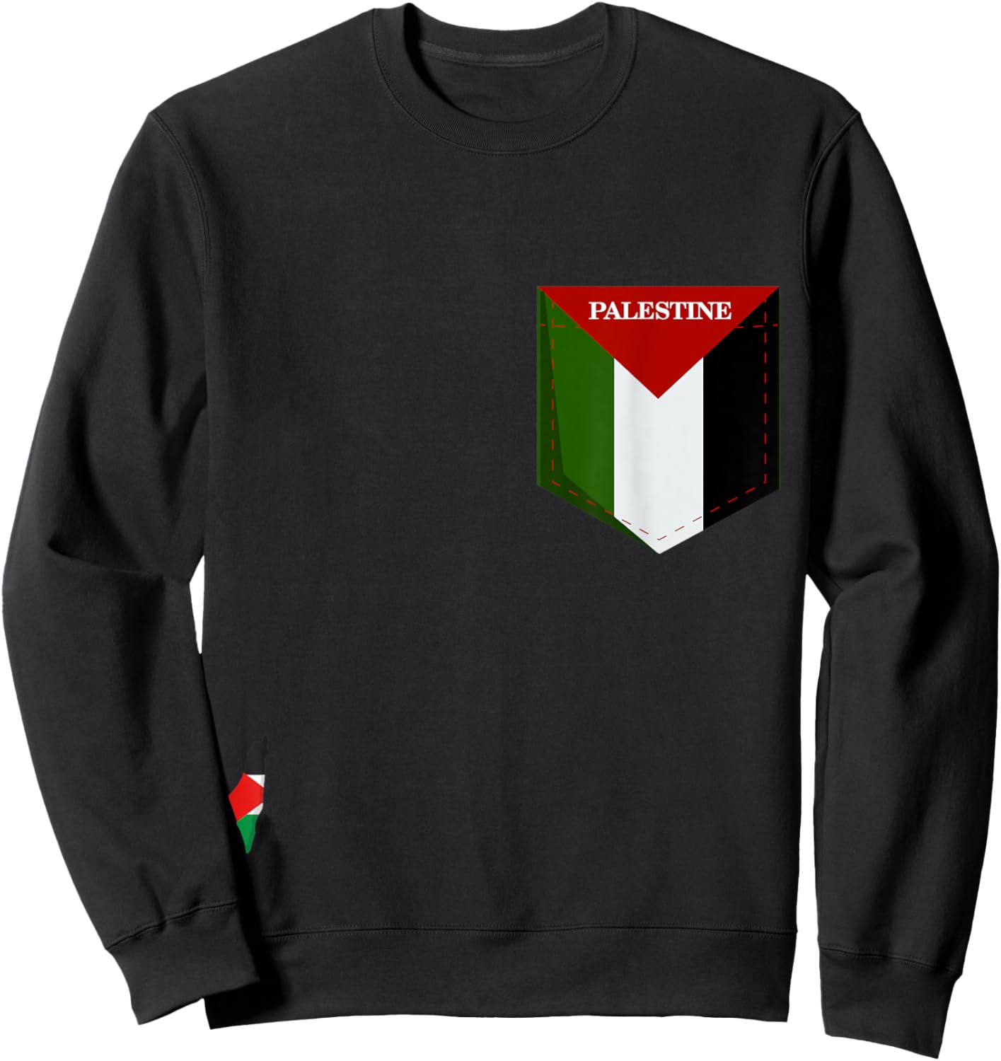 Cool Palestine Flag in the Pocket, I Love Palestine Graphic Sweatshirt - Sweatshirt | Black