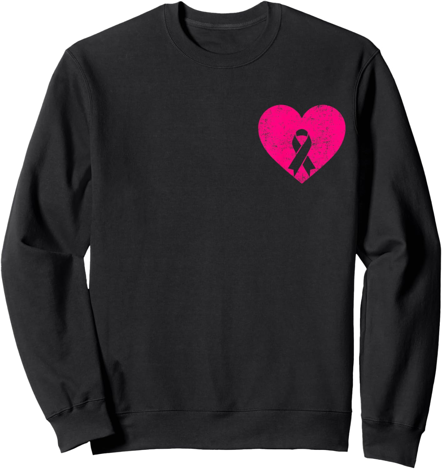 Heart Pink Breast Cancer Awareness Women Warrior Sweatshirt - Sweatshirt | Black