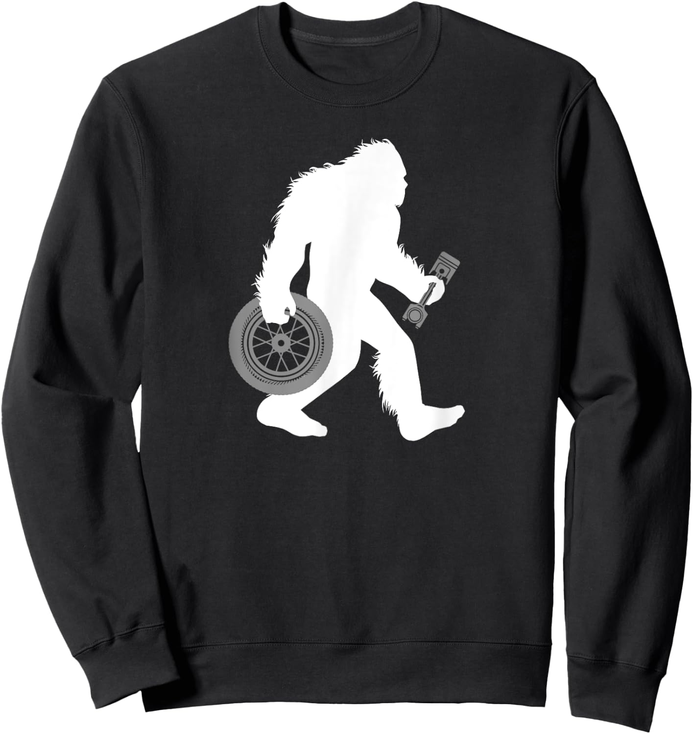 Bigfoot Car Mechanic Sasquatch Tire Technician Cryptid Sweatshirt - Sweatshirt | Black