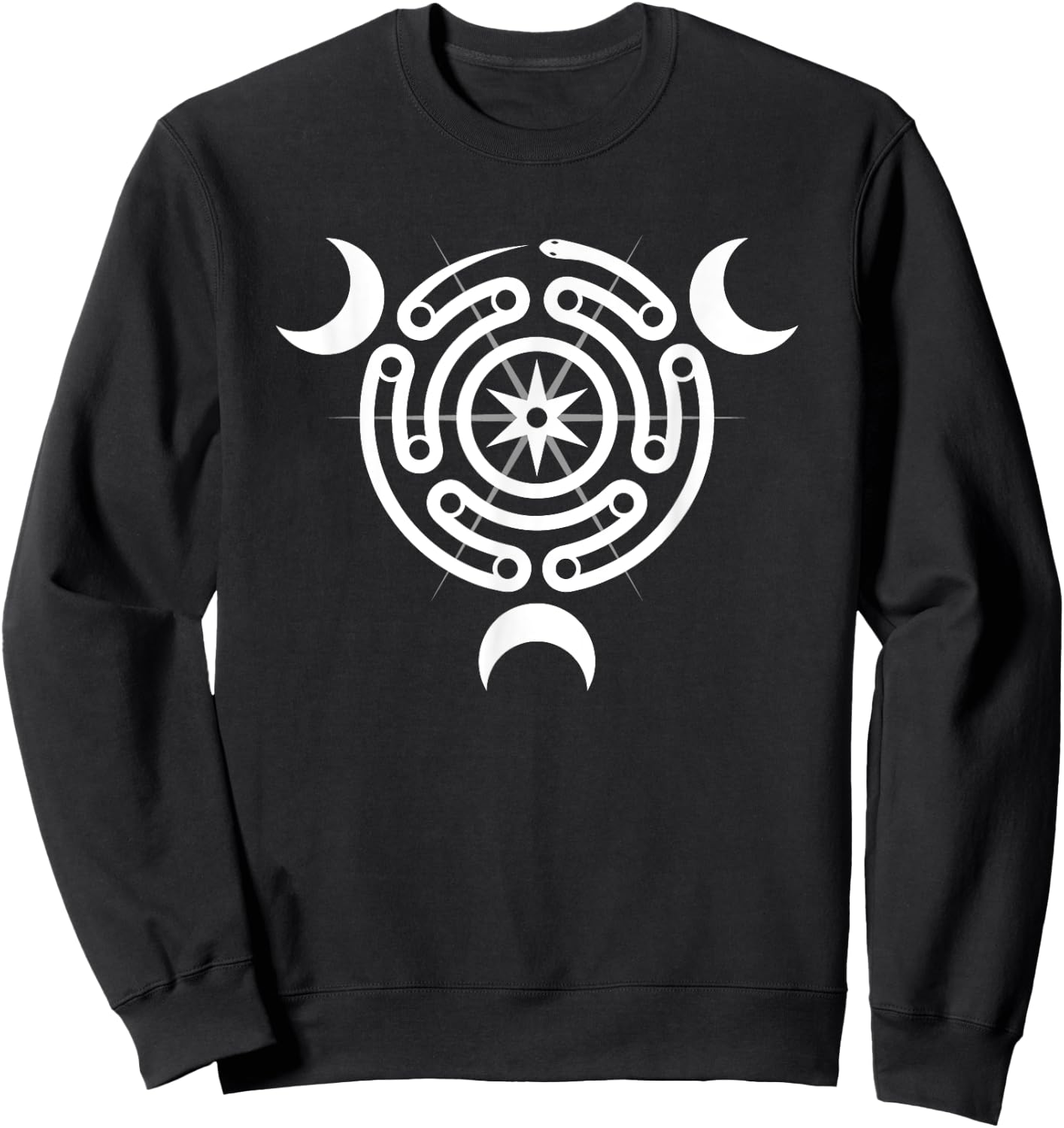 Hecate's Wheel Moon Goddess Serpent Labyrinth with 3 Moons Sweatshirt - Sweatshirt | Black