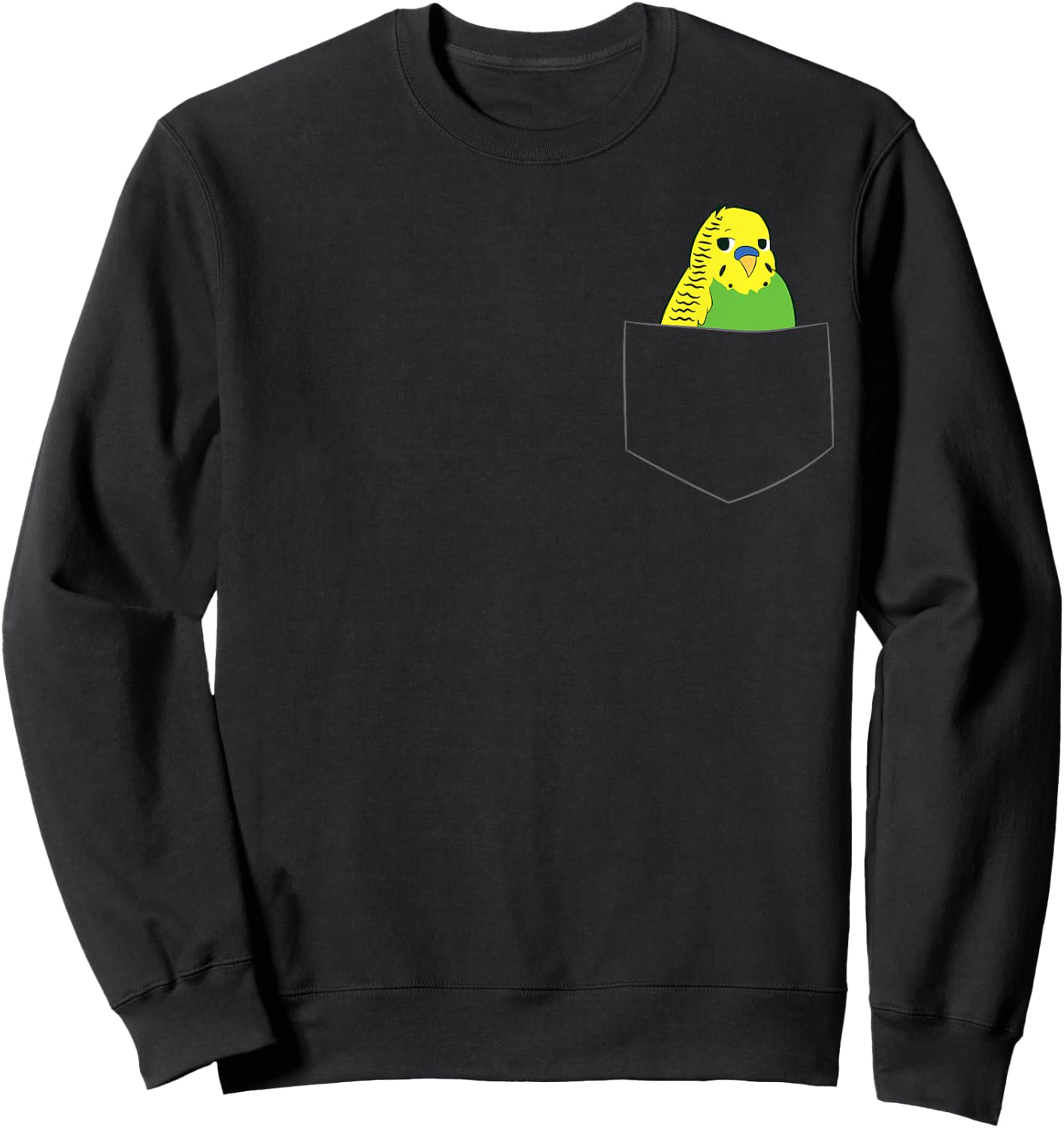 Cute Parakeet In Pocket Budgie Bird In Pocket Budgerigar Sweatshirt - Sweatshirt | Black