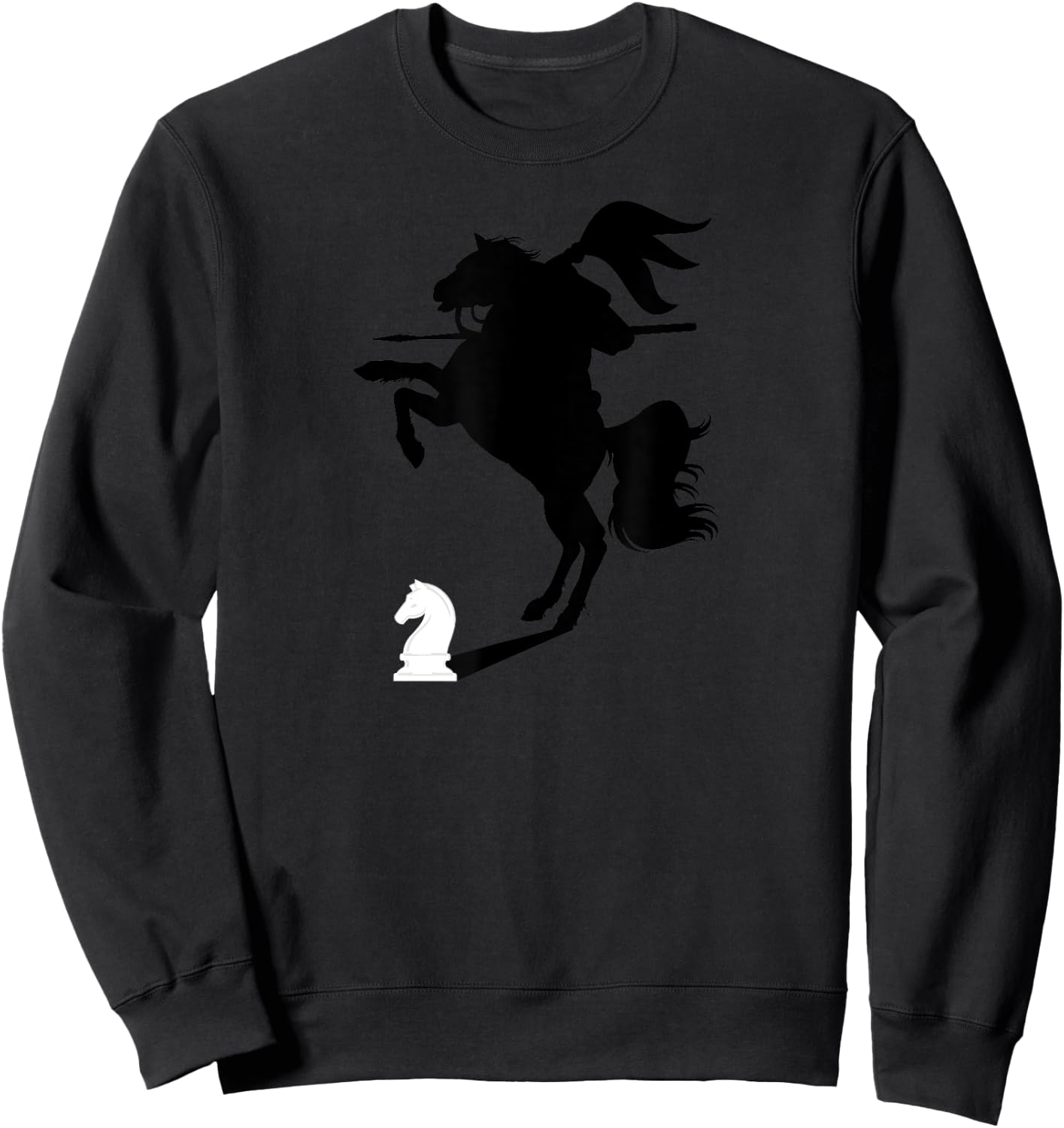 Chess Knight With Shadow of Knight on a Horse Chess Lover Sweatshirt - Sweatshirt | Black