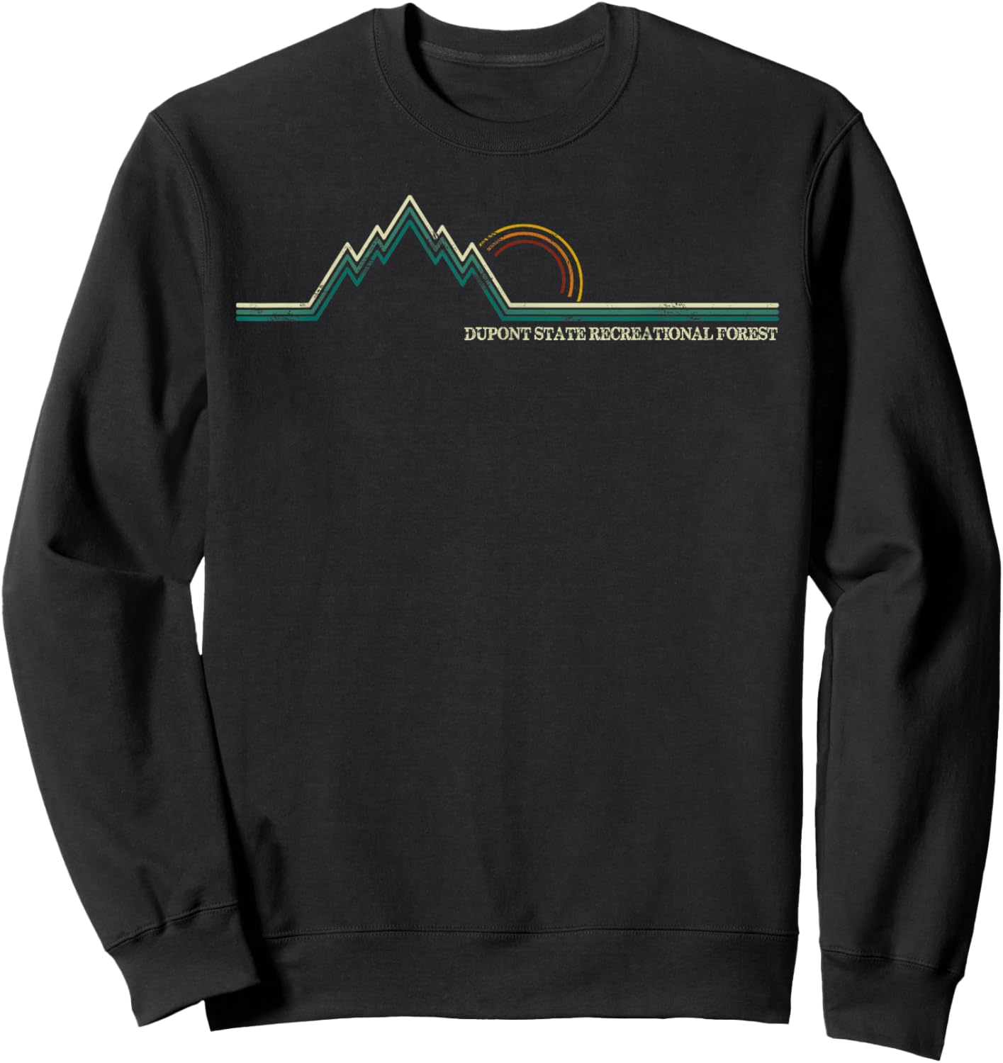 DuPont State Recreational Forest Mountain Retro Sweatshirt - Sweatshirt | Black