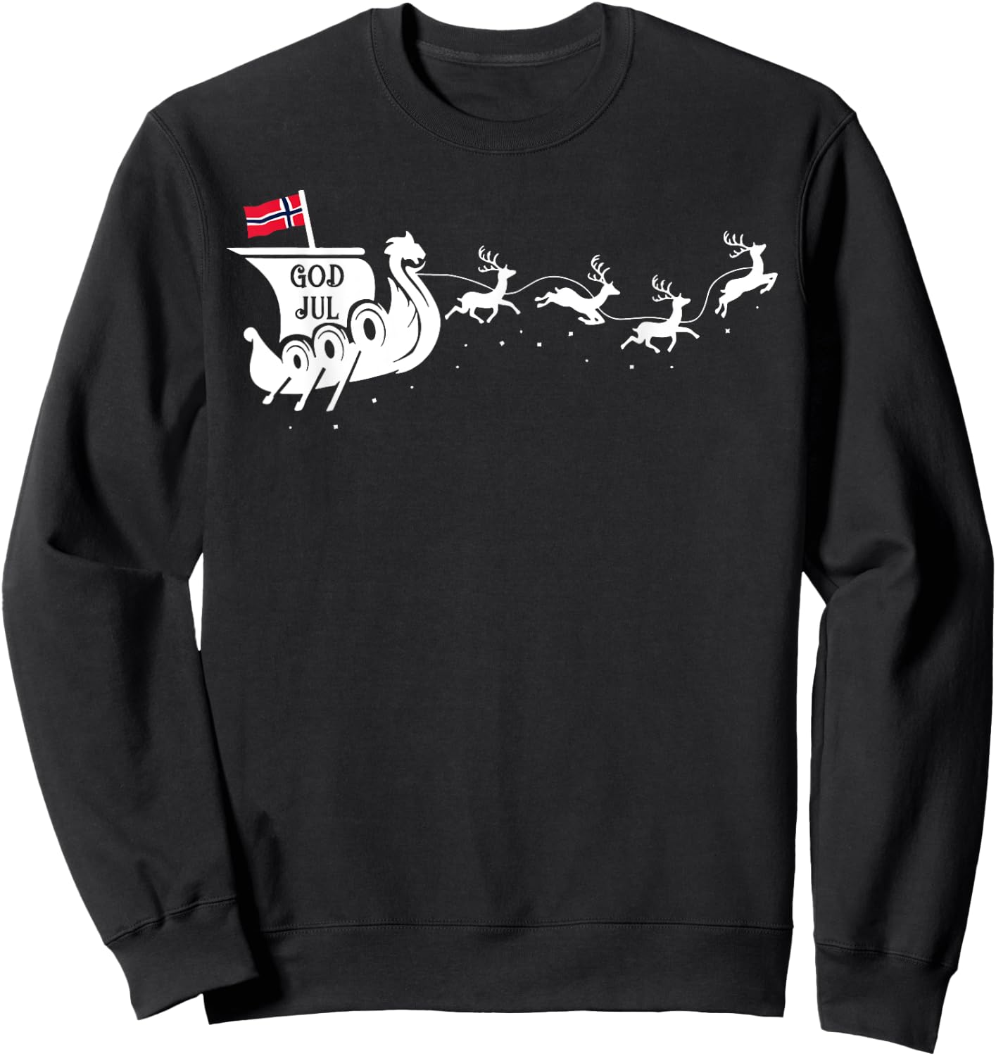 God Jul Viking Ship Sleigh Sweatshirt - Sweatshirt | Black