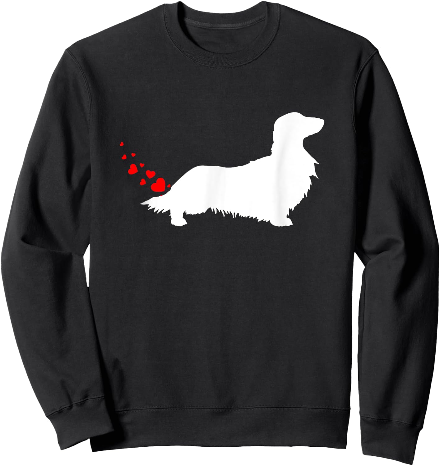 Love Dog Farts Apparel Corp. Valentines Day Long Haired Dachshund Owner Heart Farts Gift Sweatshirt - Sweatshirt | Black