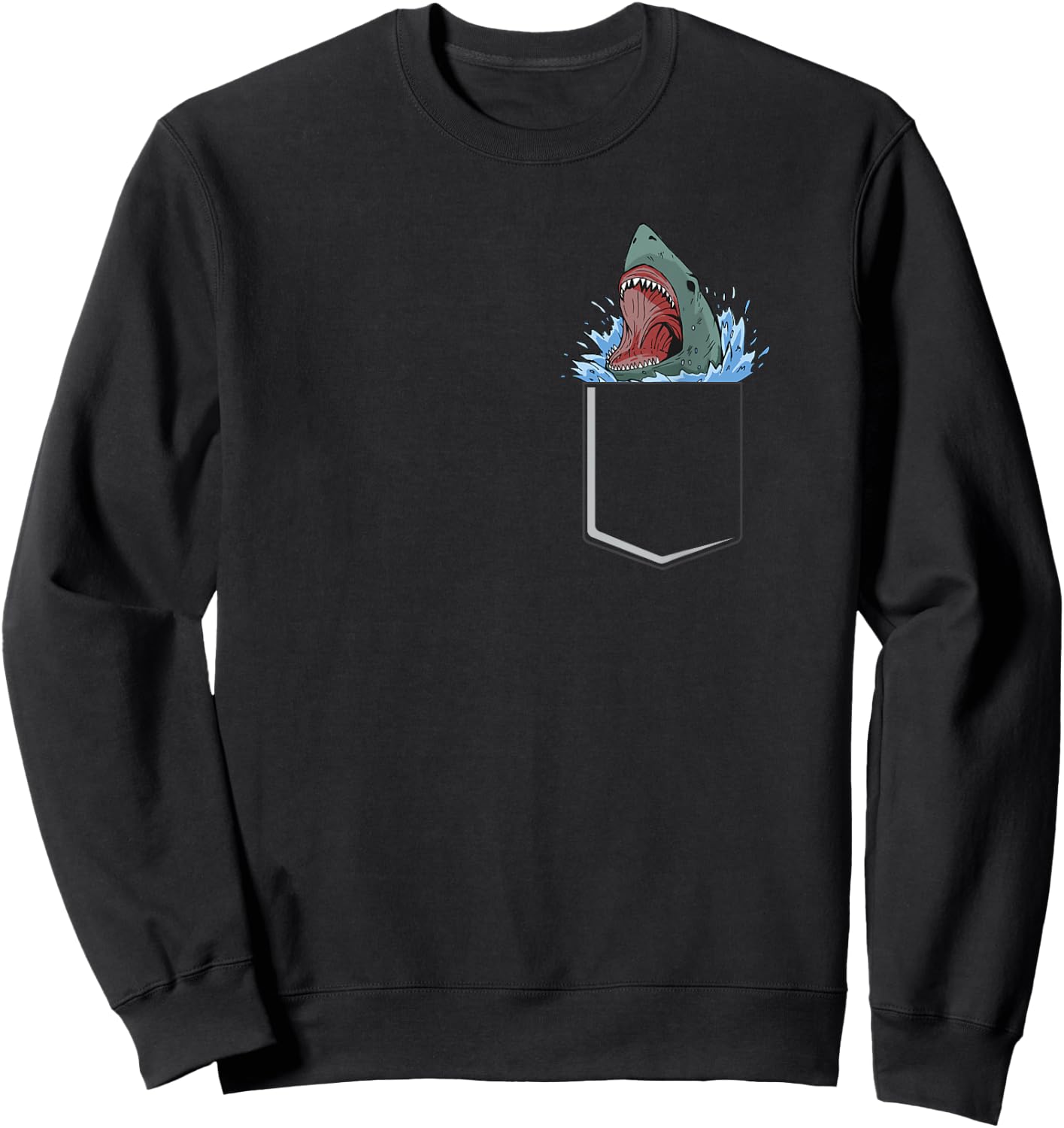 Animal Lover Novelty Apparel -Adults Black Modern Shark Theme Sweatshirt - Sweatshirt | Black