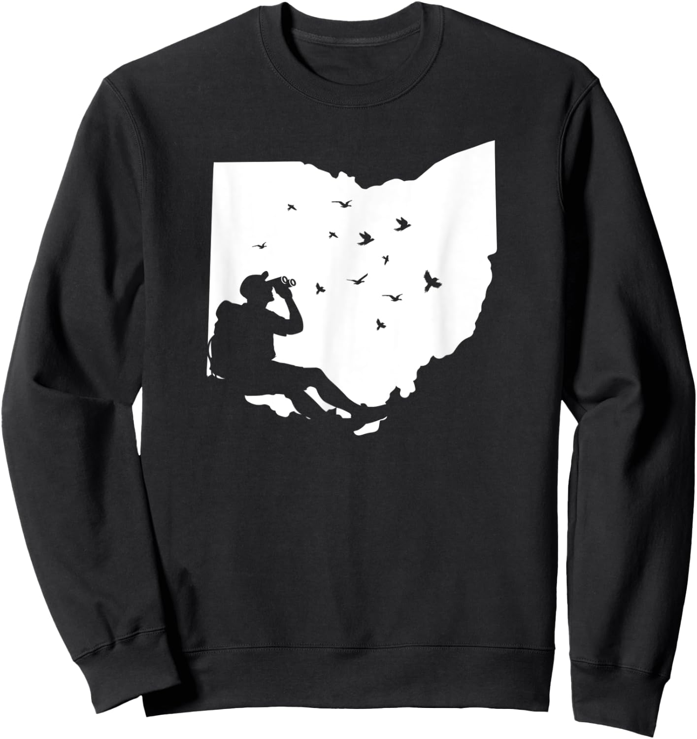 Map Ohio Bird Watching Design Birding Binoculars Birdwatcher Sweatshirt - Sweatshirt | Black