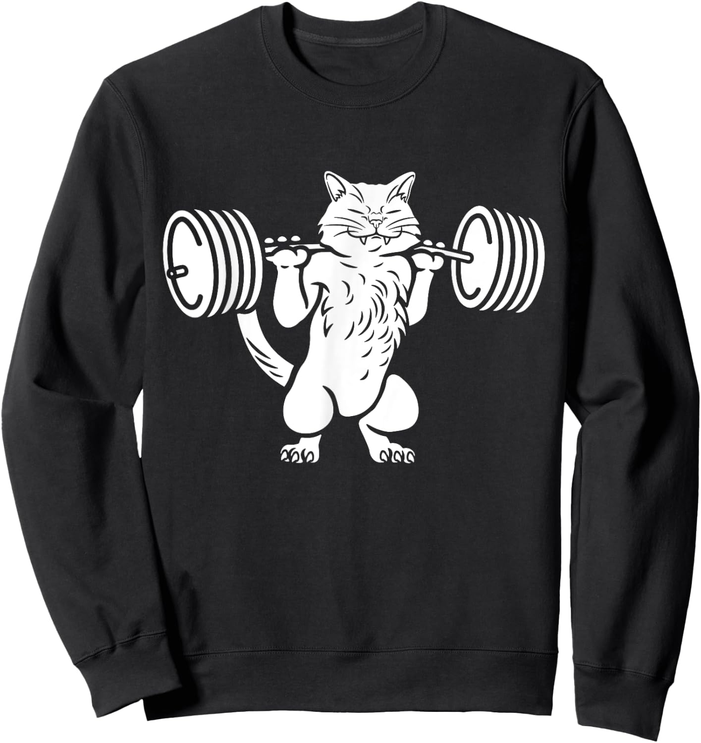 Squat Cat Gift Power Squat Bodybuilder Sweatshirt - Sweatshirt | Black