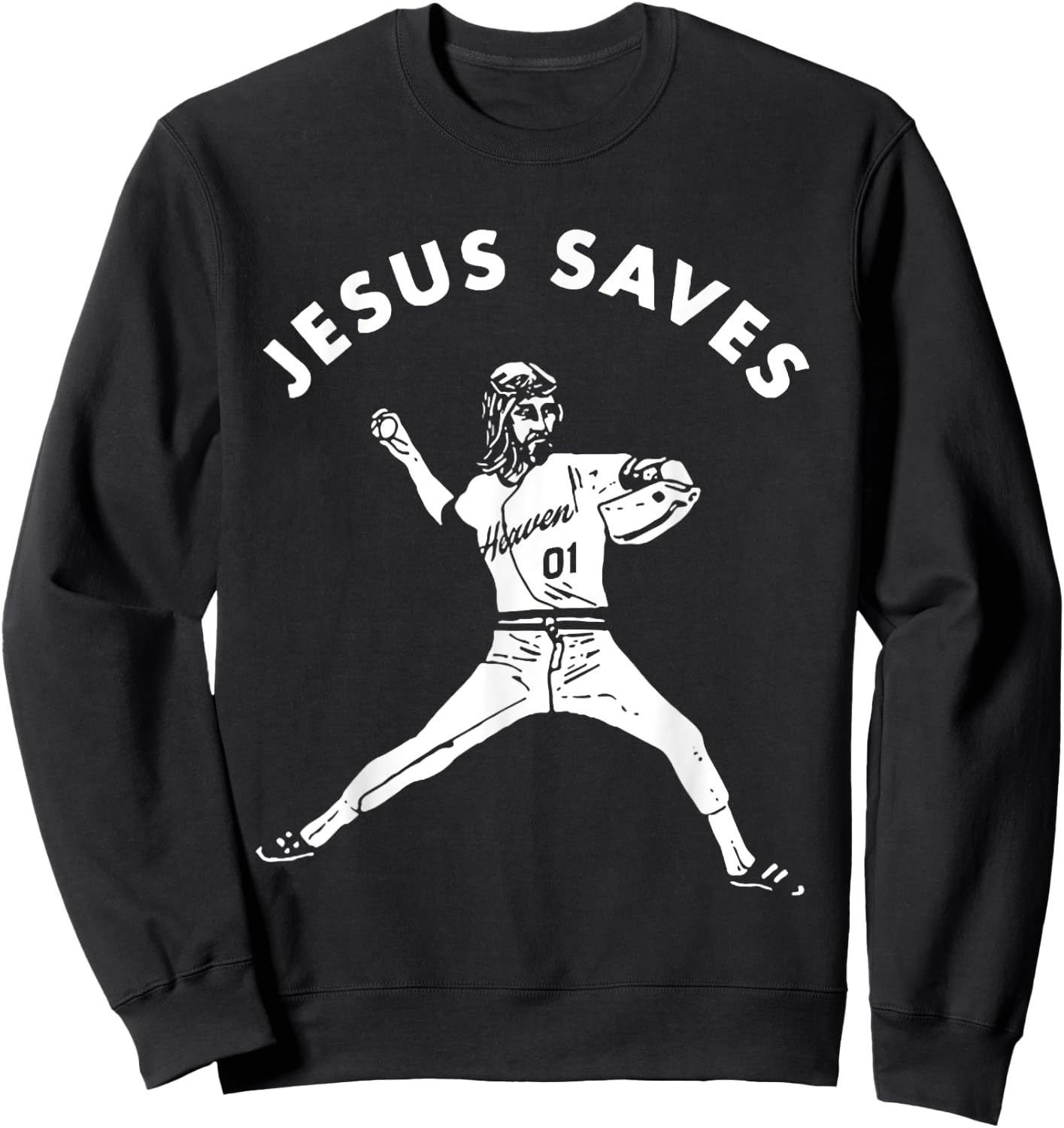 Jesus Saves Religious Christian Faith Baseball Shirt Sweatshirt - Sweatshirt | Black