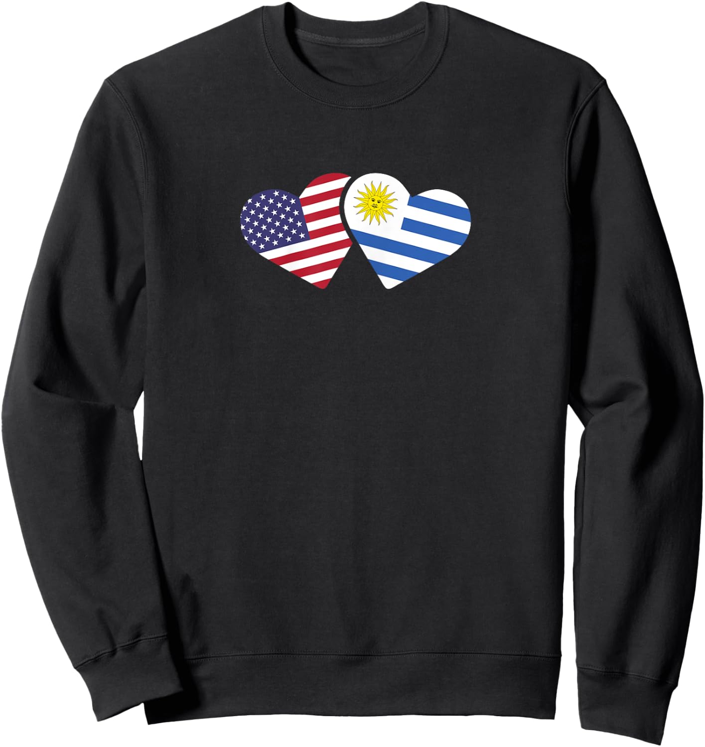 USA Uruguay Flag T Shirt Hearts Uruguayan American Love Gift Sweatshirt - Sweatshirt | Black