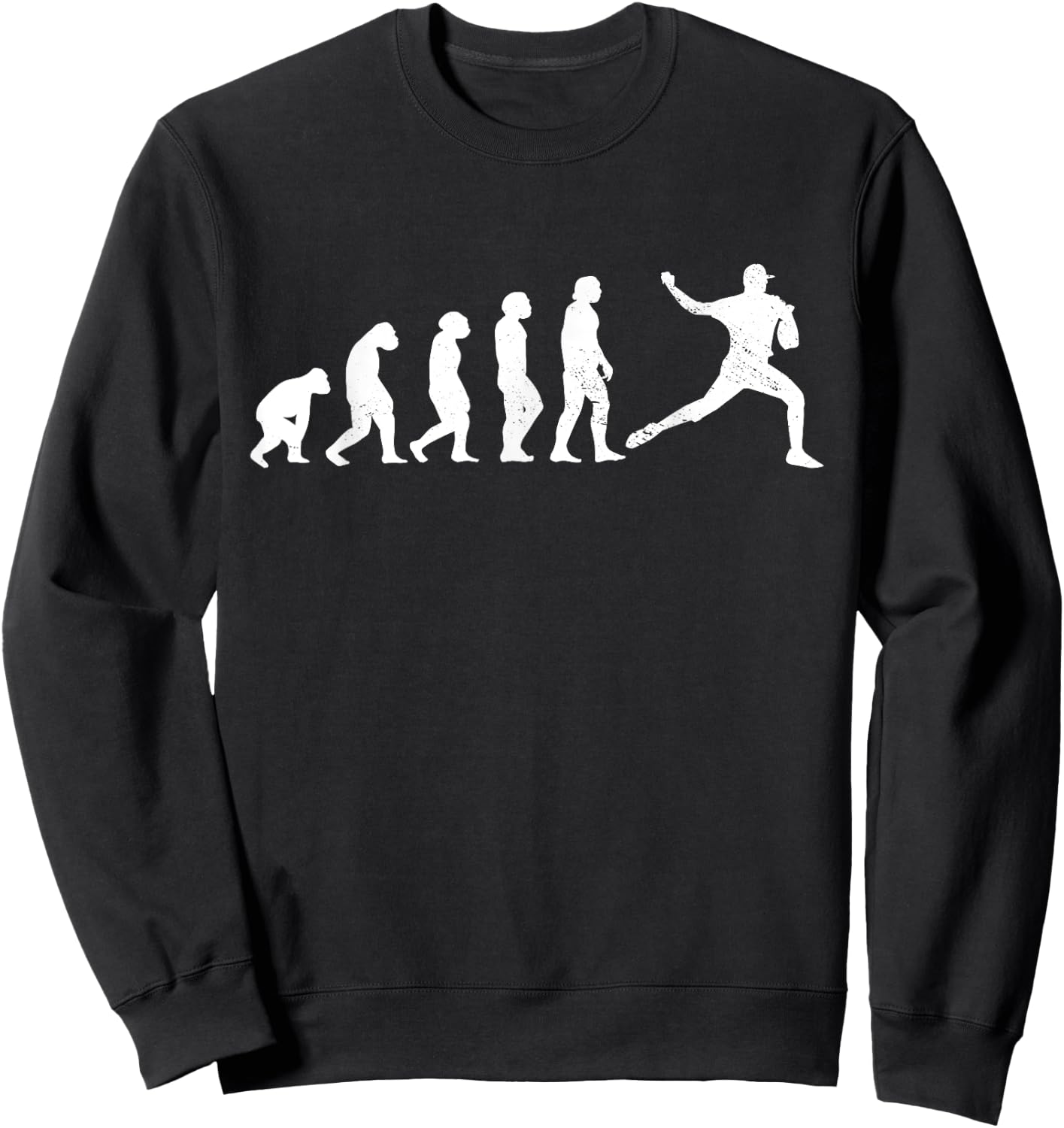 Pitcher Evolution Hobby Profession Monkey Ape Baseball Sweatshirt - Sweatshirt | Black