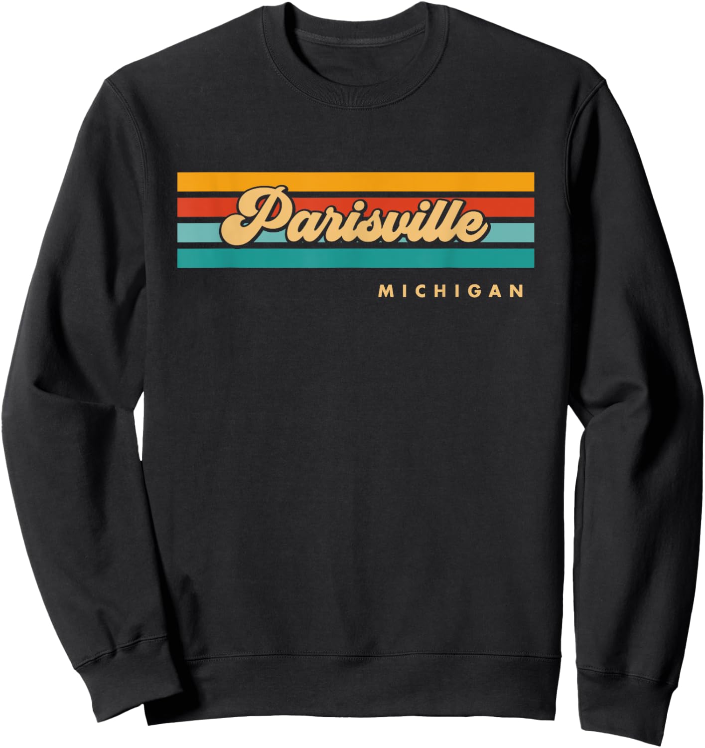 Vintage Sunset Stripes Parisville, Michigan Sweatshirt - Sweatshirt | Black