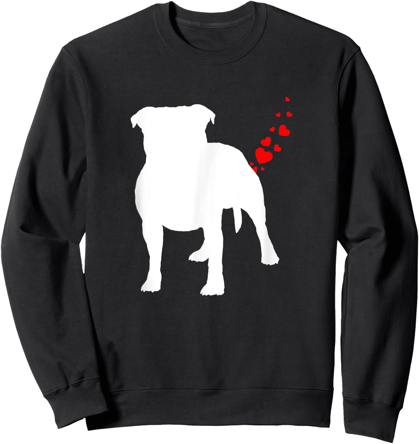 Staffordshire Bull Terrier Valentines Day Heart Dog Farts Men Women Girls Kids Sweatshirt - Sweatshirt | Black