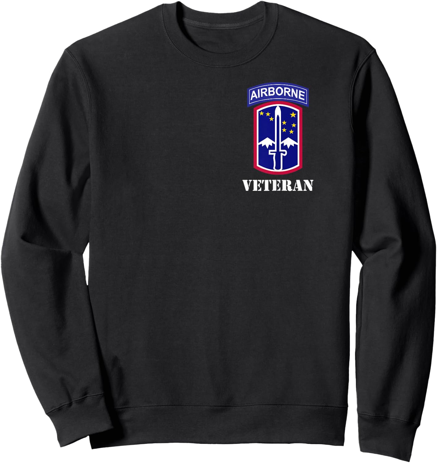172nd Infantry Patch - Airborne Tab White Veteran chest Sweatshirt - Sweatshirt | Black
