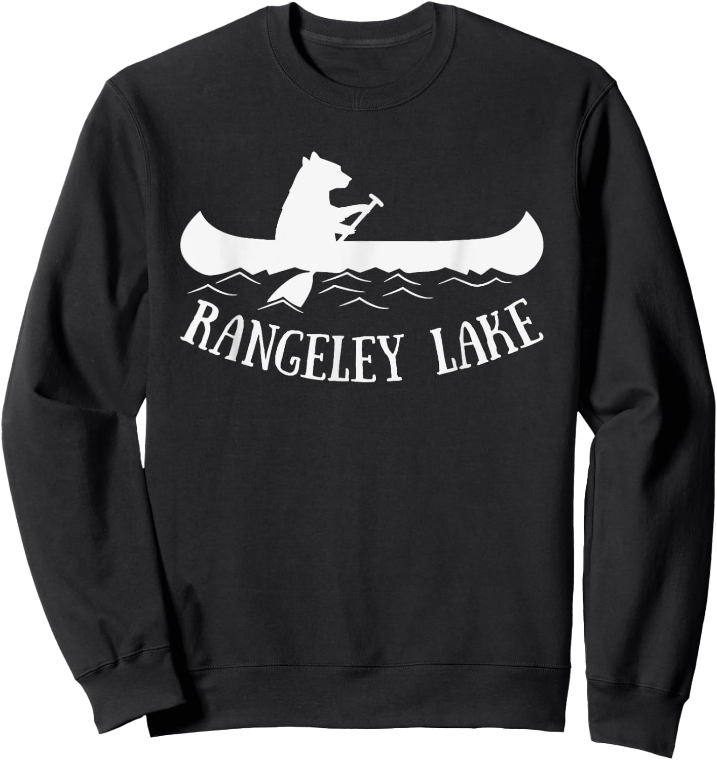 Rangeley Lake Maine Bear Canoe Gift Sweatshirt - Sweatshirt | Black