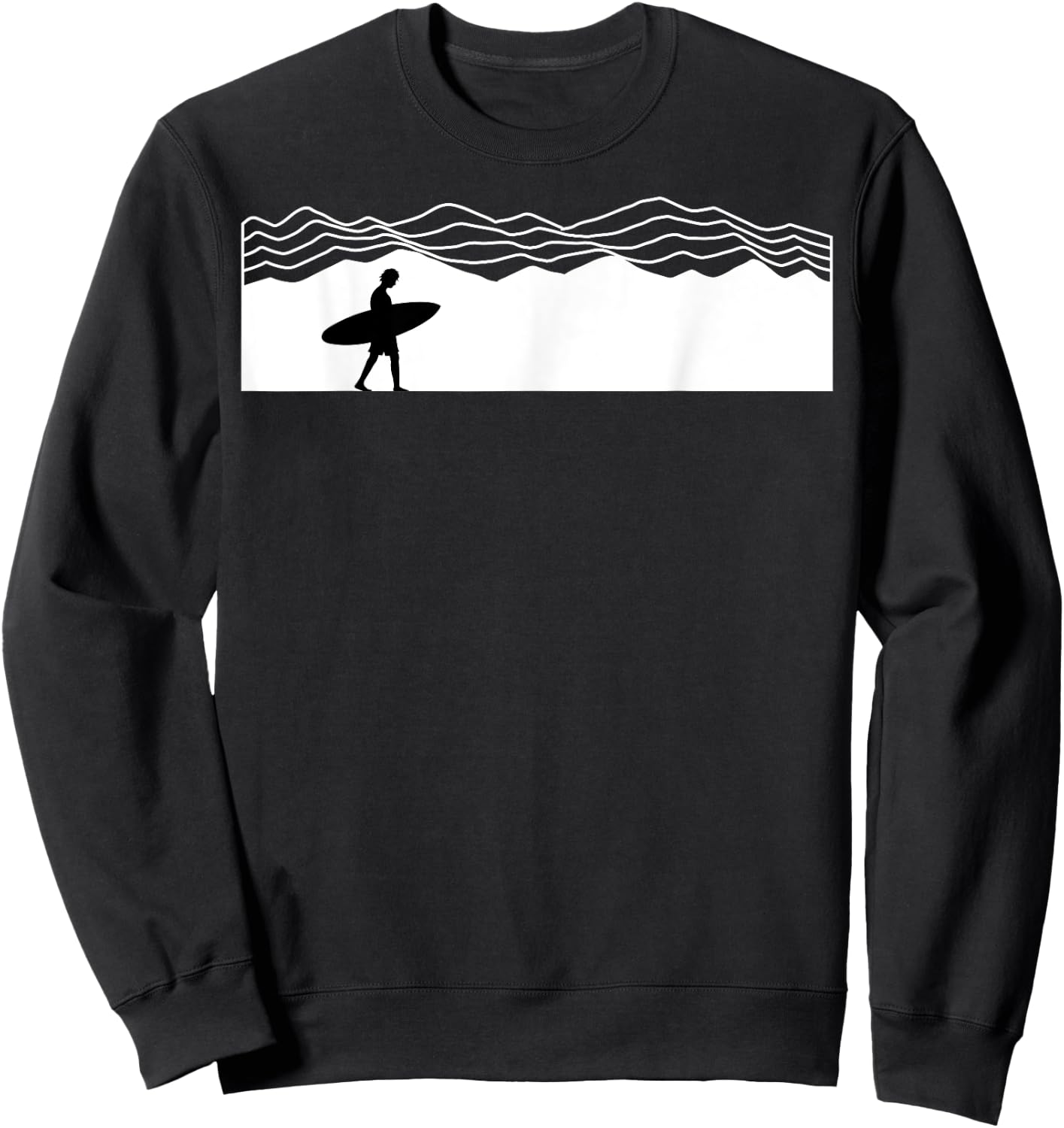 Surfer Boarding Beach Surfboard Summer Wave SurfBoarder Women Kids Sweatshirt - Sweatshirt | Black