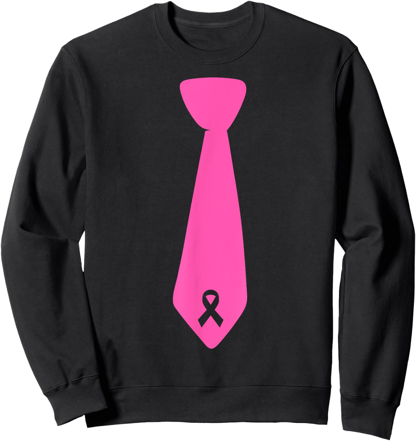 Breast Cancer Awareness Pink Ribbon Tie Sweatshirt - Sweatshirt | Black