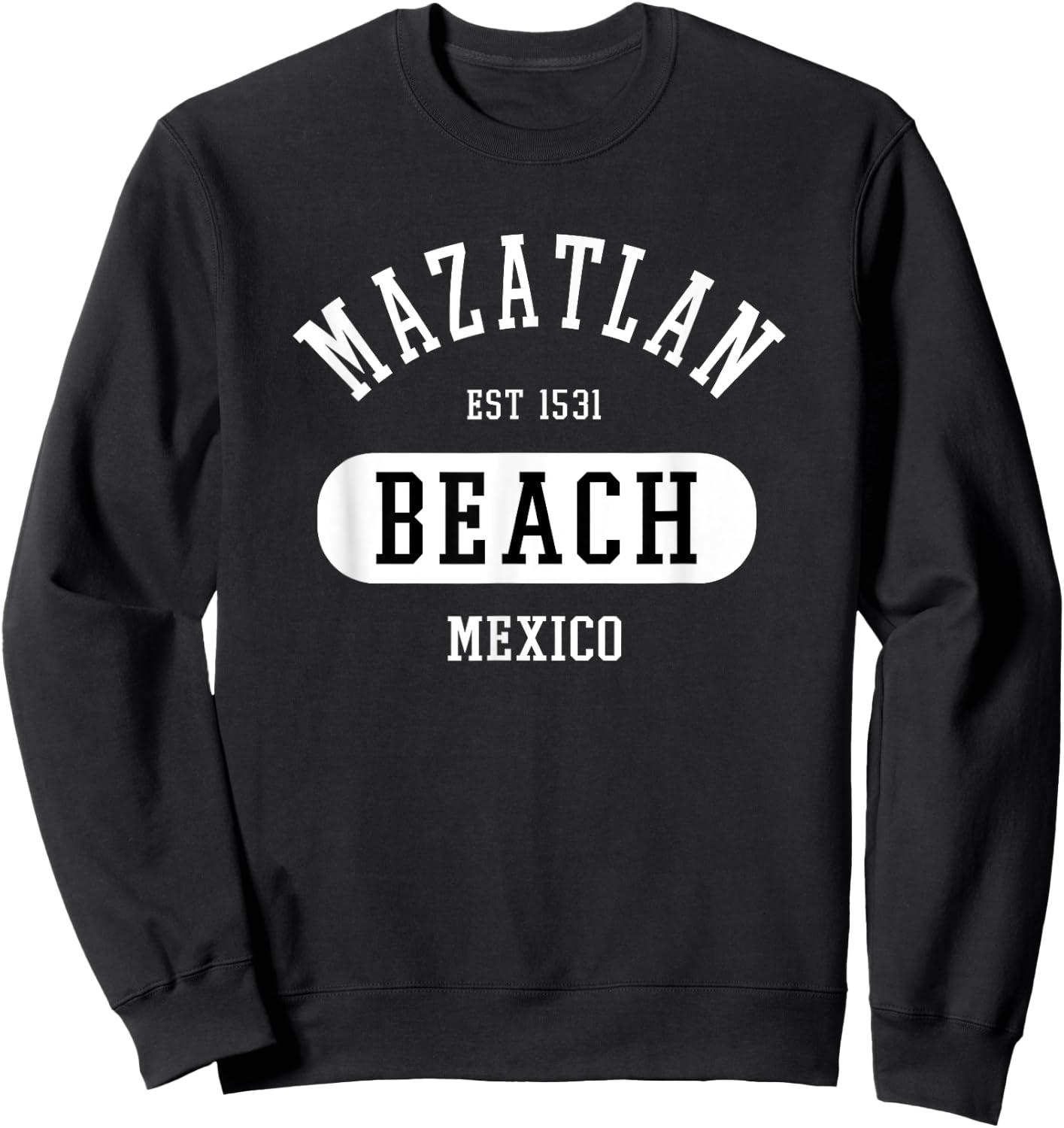 Retro College Jersey Style Mazatlan Mexico Novelty Art Sweatshirt - Sweatshirt | Black