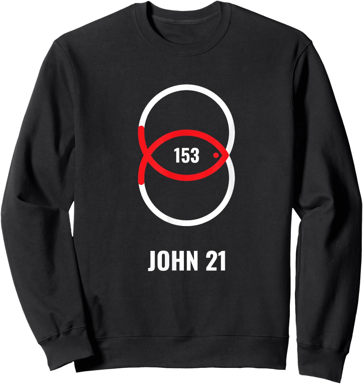 153 Fish - John 21 Jesus Sweatshirt - Sweatshirt | Black