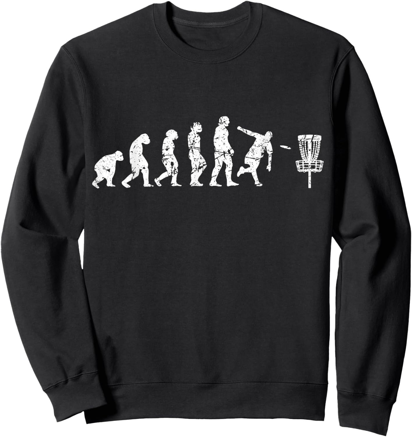 Evolution of Man Frisbee Golfer Used Disc Golf Sweatshirt - Sweatshirt | Black