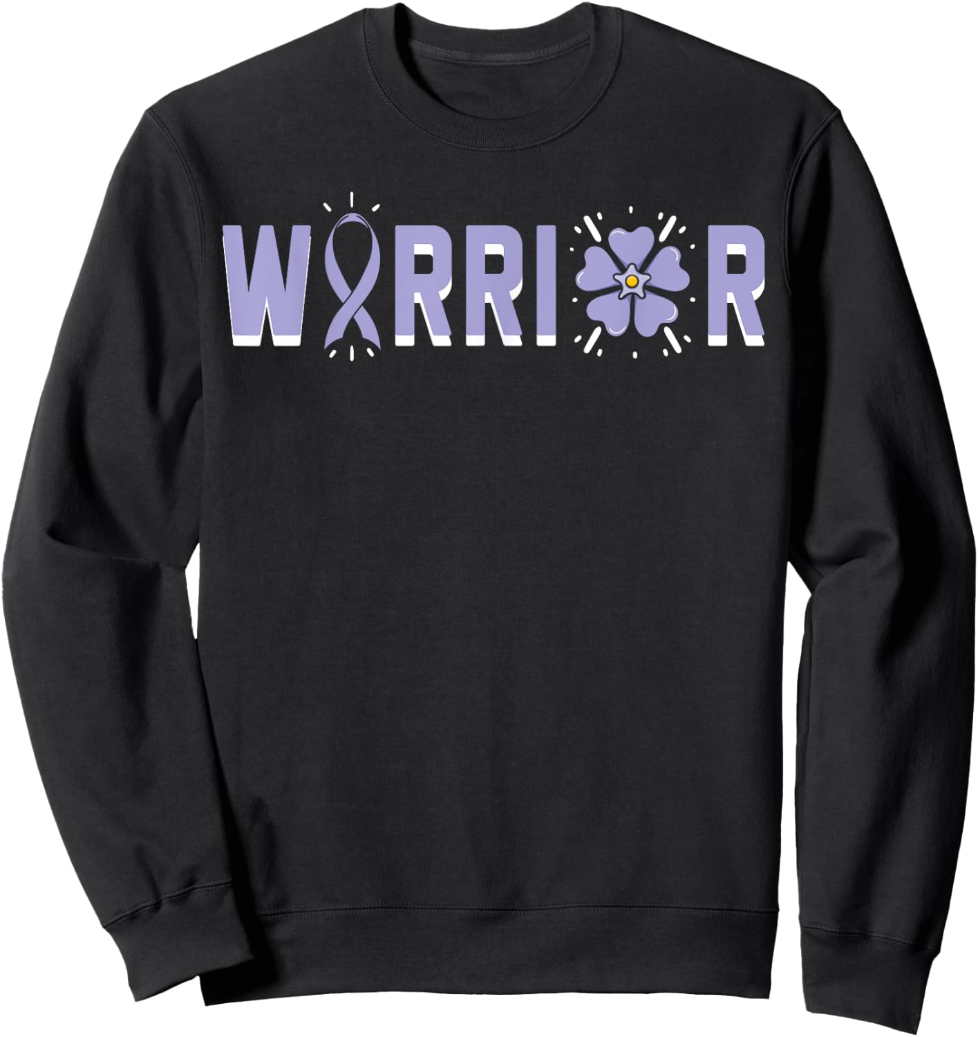 Warrior Stomach Cancer Awareness Gastric Periwinkle Ribbon Sweatshirt - Sweatshirt | Black