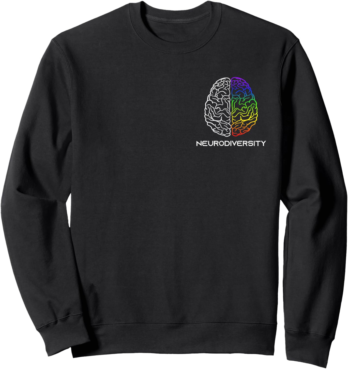 Embrace Neurodiversity Autism ADHD ASD Rainbow Brain Small Sweatshirt - Sweatshirt | Black