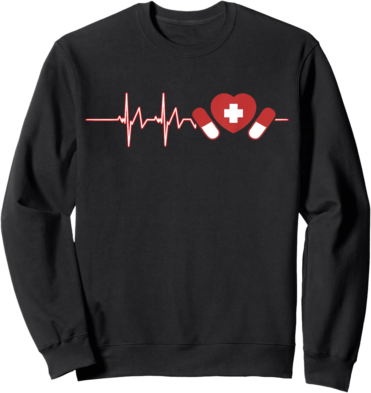 Pharmacist Pharm Tech Medicine Nurse Druggist Heartbeat Sweatshirt - Sweatshirt | Black
