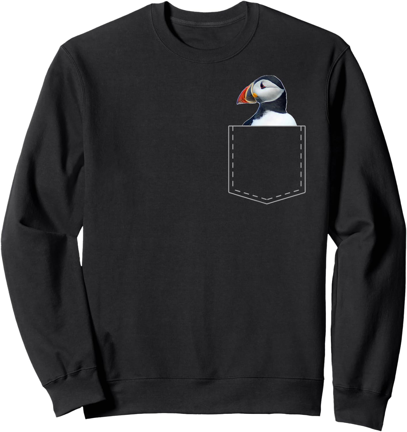 Federn der Vgel Funny Puffin for -Adults Black Cartoon Short Sleeve Classic Fit Pull On Sweatshirt - Sweatshirt | Black