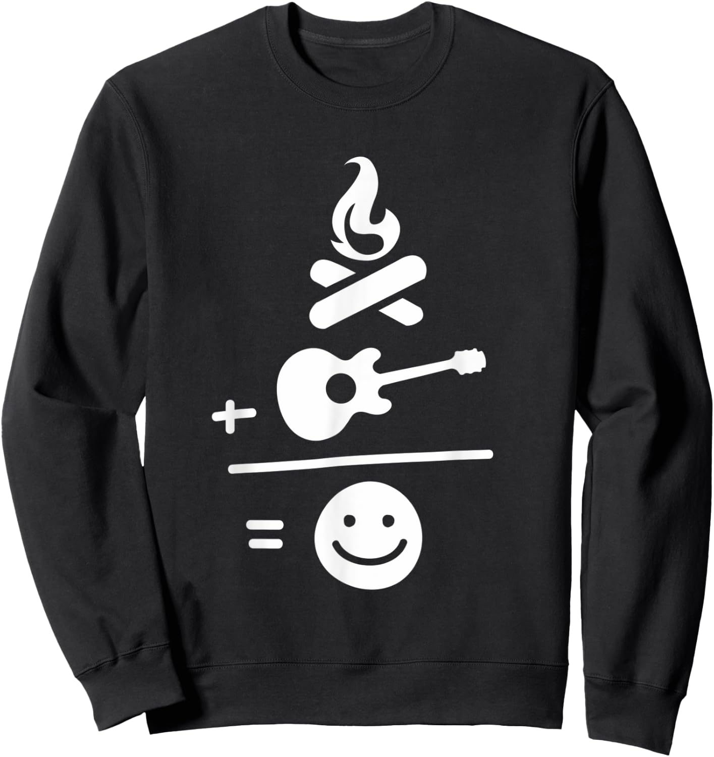 Camping Camp Fire and Guitar Makes Me Smile Sweatshirt - Sweatshirt | Black
