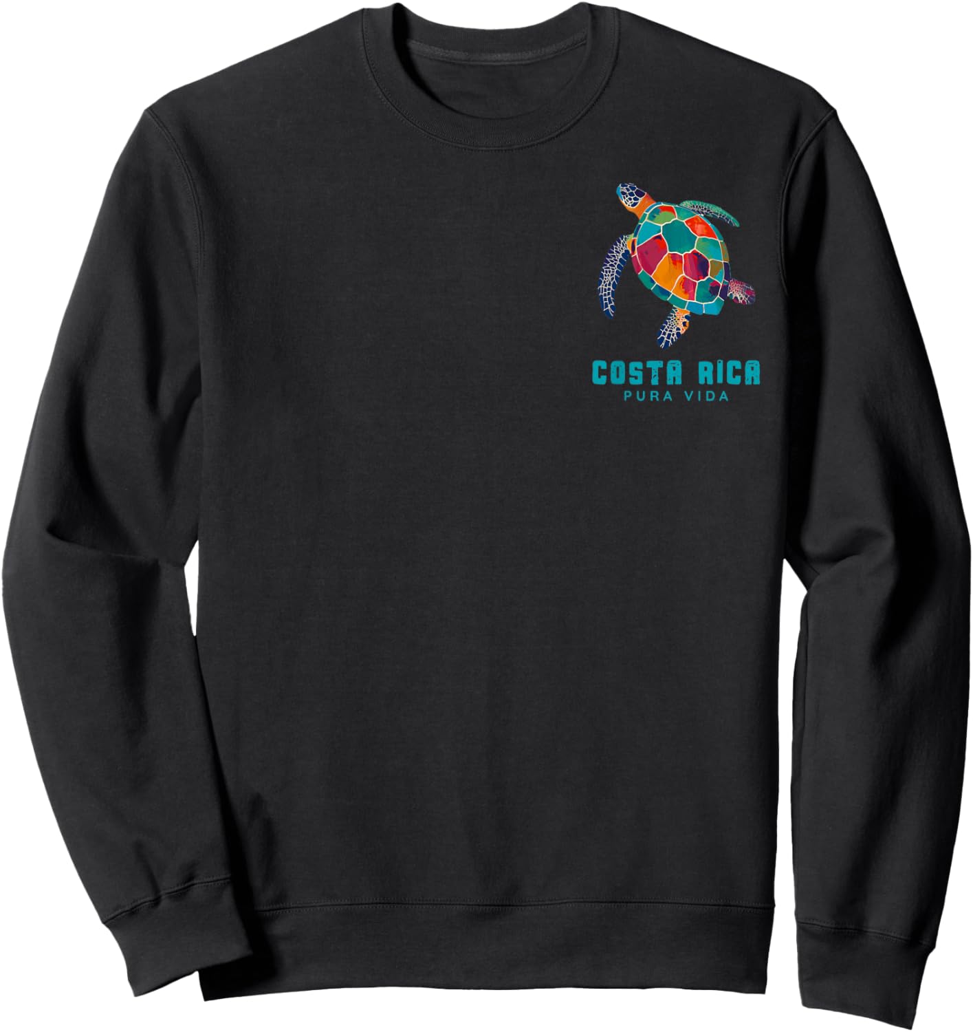 Costa Rica Pura Vida Vintage Vacation Shirt Beach Sea Turtle Sweatshirt - Sweatshirt | Black