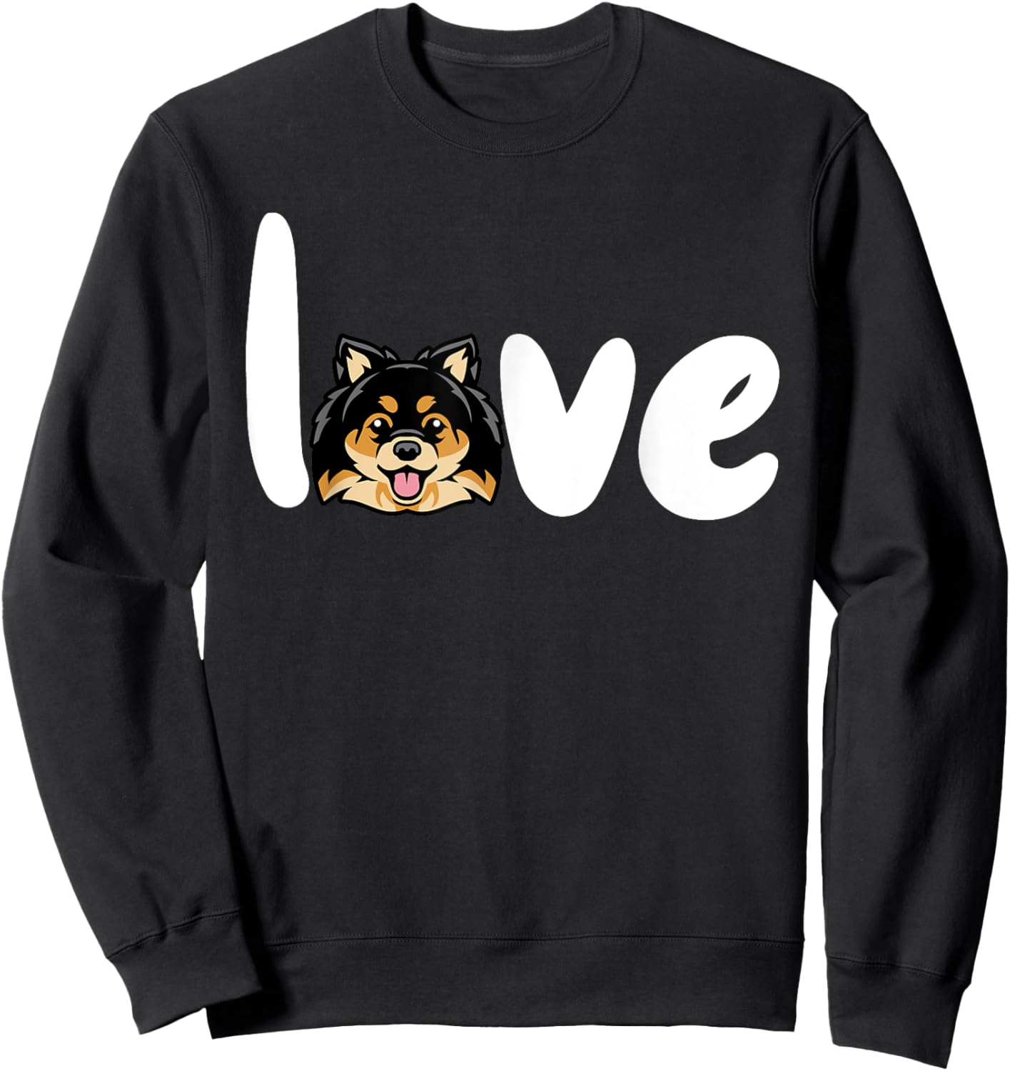 pomeranian BLACK TAN love dog Sweatshirt - Sweatshirt | Black